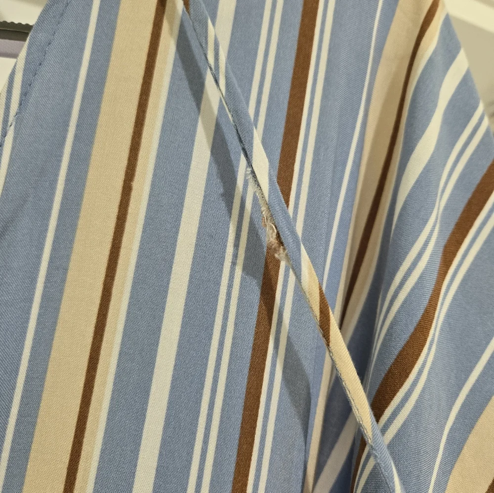 Lulu's Vacation Bae Brown/Blue/Wht Striped Jumpsuit Romper Sm. - Picture 6 of 7